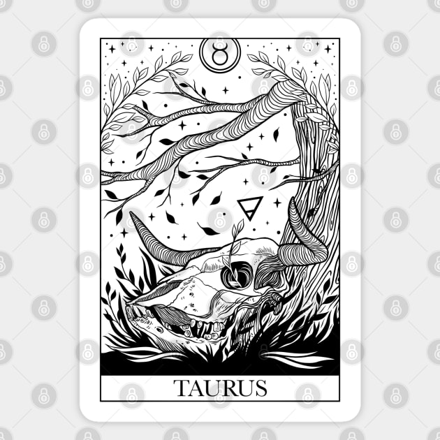 Zodiac sign tarot card Taurus Magnet by OccultOmaStore